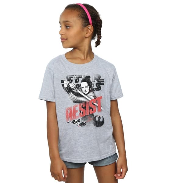 Star Wars Girls The Last Jedi Rey Resist Cotton T-Shirt