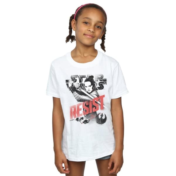 Star Wars Girls The Last Jedi Rey Resist Cotton T-Shirt