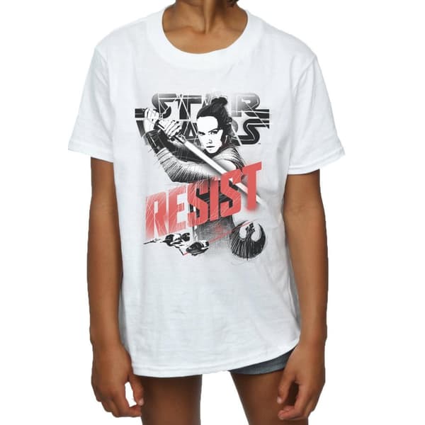Star Wars Girls The Last Jedi Rey Resist Cotton T-Shirt