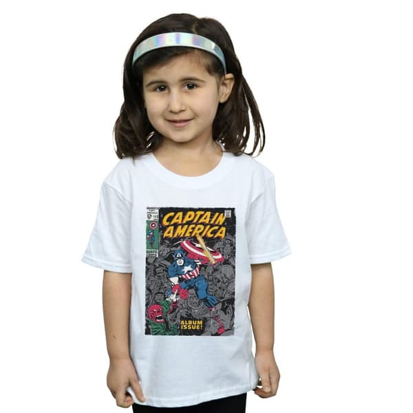 Marvel T-shirt i bomull för flickor med omslag från Captain America-albumet