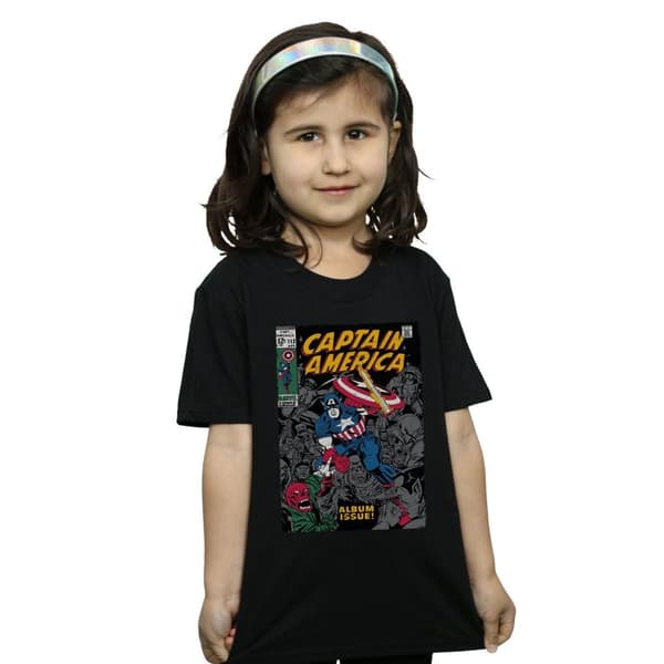 Marvel T-shirt i bomull för flickor med omslag från Captain America-albumet