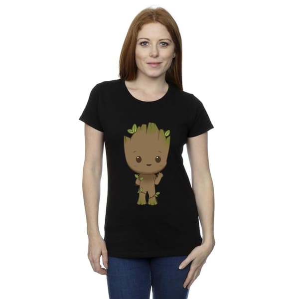 Marvel Dam/Tjej I Am Groot Chibi Wave Pose - T-shirt i bomull