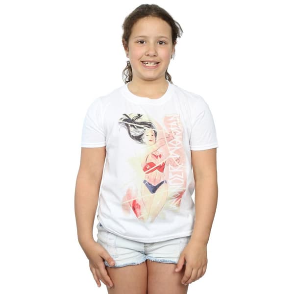 DC Comics Wonder Woman - T-shirt i bomull med vattenfärgslasso för flickor