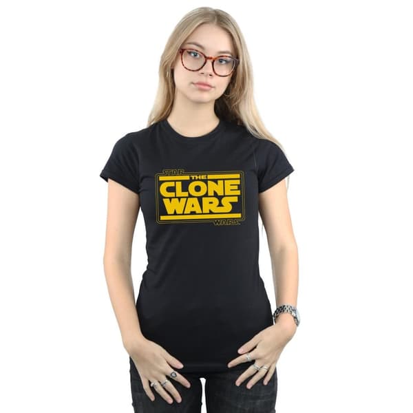 Star Wars T-shirt i bomull med Clone Wars-logotyp för damer/damer