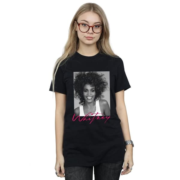 Whitney Houston Womens/Ladies Smile Photograph Cotton Boyfriend T-Shirt
