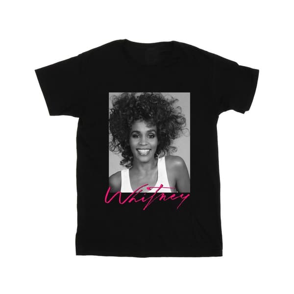 Whitney Houston Womens/Ladies Smile Photograph Cotton Boyfriend T-Shirt Black 5XL