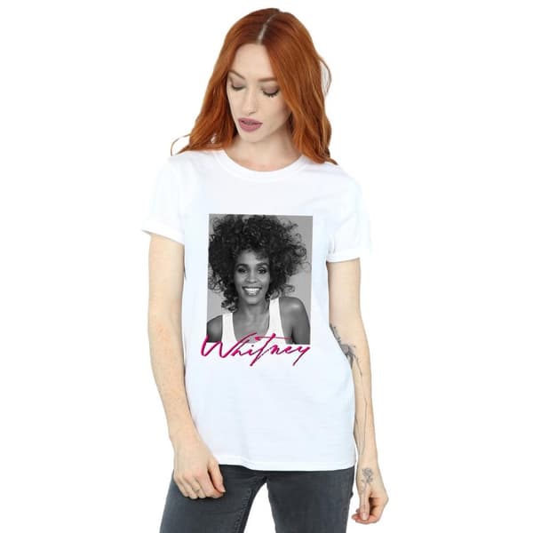 Whitney Houston Womens/Ladies Smile Photograph Cotton Boyfriend T-Shirt