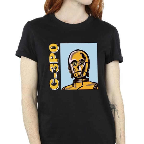 Star Wars Womens/Ladies C3PO Line Art Cotton Boyfriend T-Shirt
