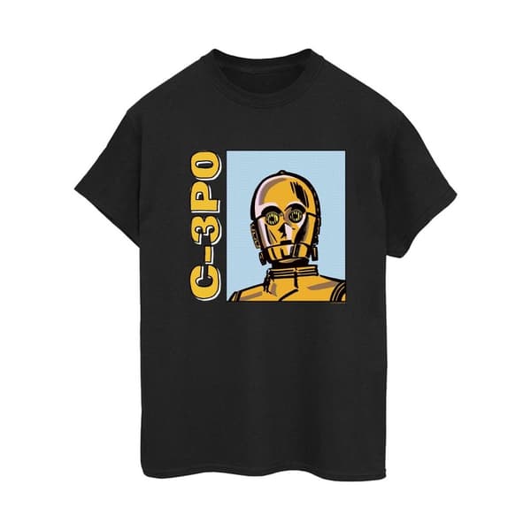 Star Wars Womens/Ladies C3PO Line Art Cotton Boyfriend T-Shirt