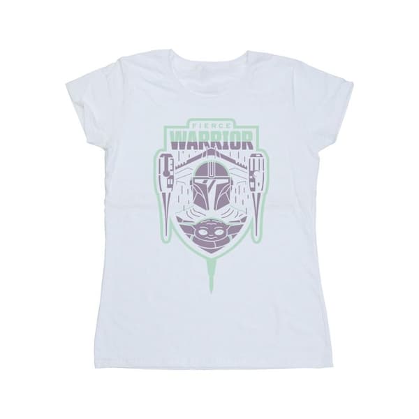 Star Wars Womens/Ladies The Mandalorian Fierce Warrior Patch Cotton T-Shirt