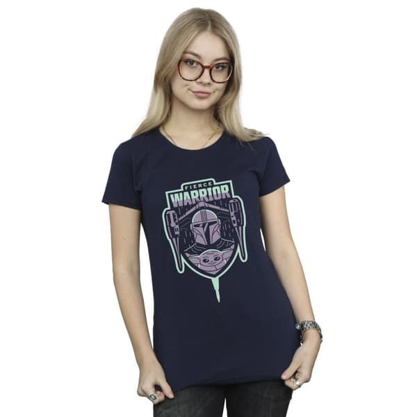 Star Wars Womens/Ladies The Mandalorian Fierce Warrior Patch Cotton T-Shirt