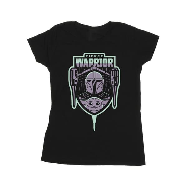 Star Wars Womens/Ladies The Mandalorian Fierce Warrior Patch Cotton T-Shirt