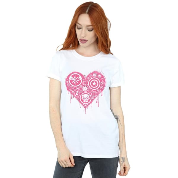 Marvel Dam/Tjej I Heart Avengers Boyfriend T-shirt i bomull