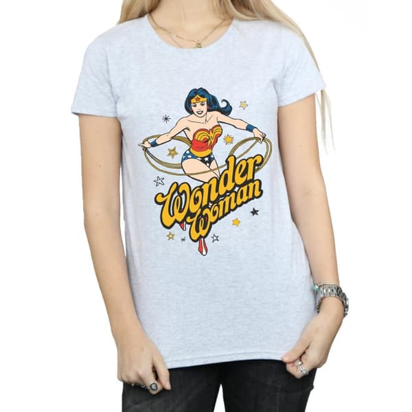 DC Comics T-shirt i bomull med stjärnor från Wonder Woman - dam/dam