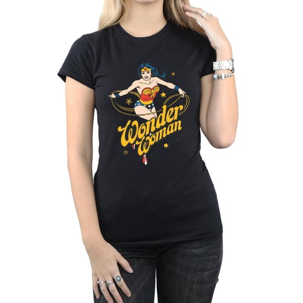 DC Comics T-shirt i bomull med stjärnor från Wonder Woman - dam/dam