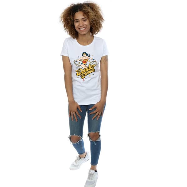 DC Comics T-shirt i bomull med stjärnor från Wonder Woman - dam/dam