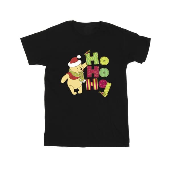 Disney Winnie the Pooh Ho Ho Ho T-shirt i bomull med halsduk Black 5-6 Years