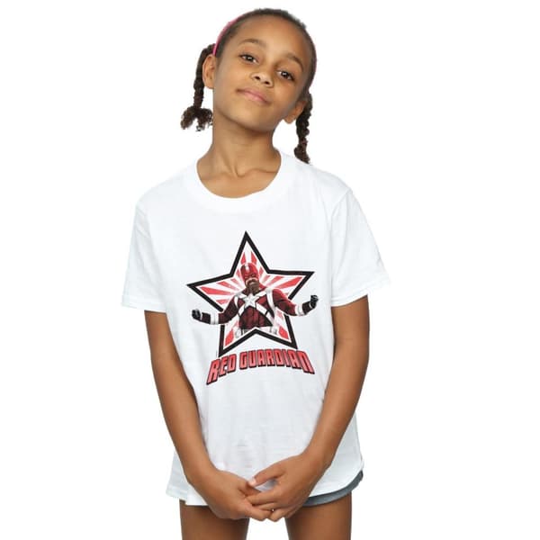 Marvel Girls Black Widow Movie Red Guardian Star Cotton T-Shirt