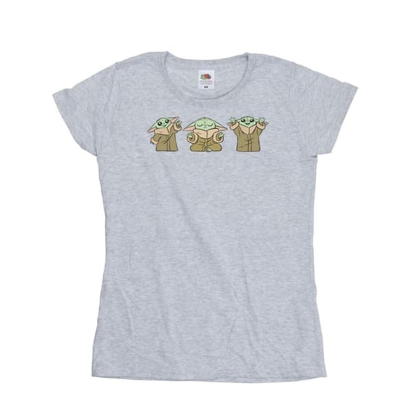 Star Wars Dam/Tjej The Mandalorian Grogu Poses - Bomulls-T-shirt