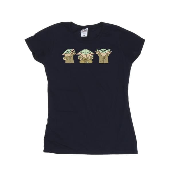 Star Wars Dam/Tjej The Mandalorian Grogu Poses - Bomulls-T-shirt