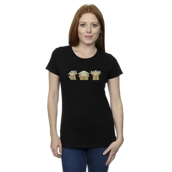 Star Wars Dam/Tjej The Mandalorian Grogu Poses - Bomulls-T-shirt