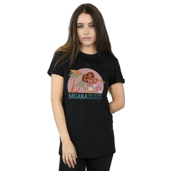 Disney Womens/Ladies Moana Read The Sea Cotton Boyfriend T-Shirt