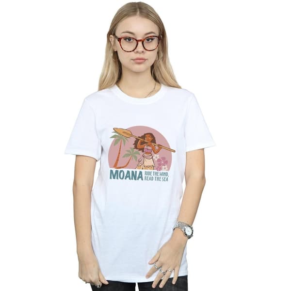 Disney Womens/Ladies Moana Read The Sea Cotton Boyfriend T-Shirt