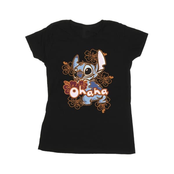 Disney Dam/Tjej Lilo And Stitch Ohana Orange Hibiscus Bomulls-T-shirt