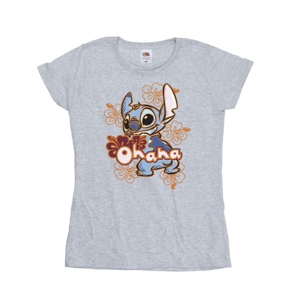 Disney Dam/Tjej Lilo And Stitch Ohana Orange Hibiscus Bomulls-T-shirt