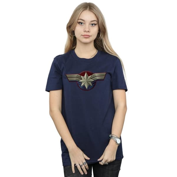 Marvel Pojkvänströja i bomull med Captain Marvel-emblem på bröstet - dam/dam