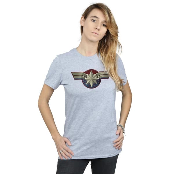Marvel Womens/Ladies Captain Marvel Chest Emblem Cotton Boyfriend T-Shirt