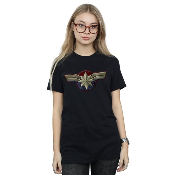 Marvel Womens/Ladies Captain Marvel Chest Emblem Cotton Boyfriend T-Shirt