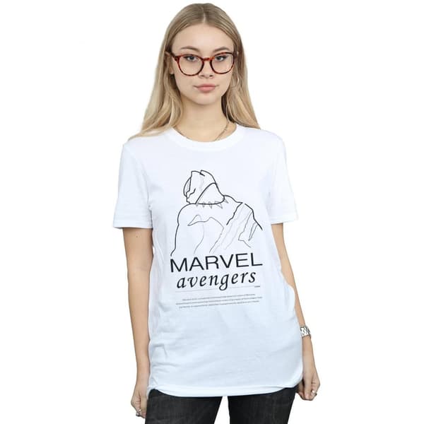 Marvel Womens/Ladies Black Panther Single Line Cotton Boyfriend T-Shirt