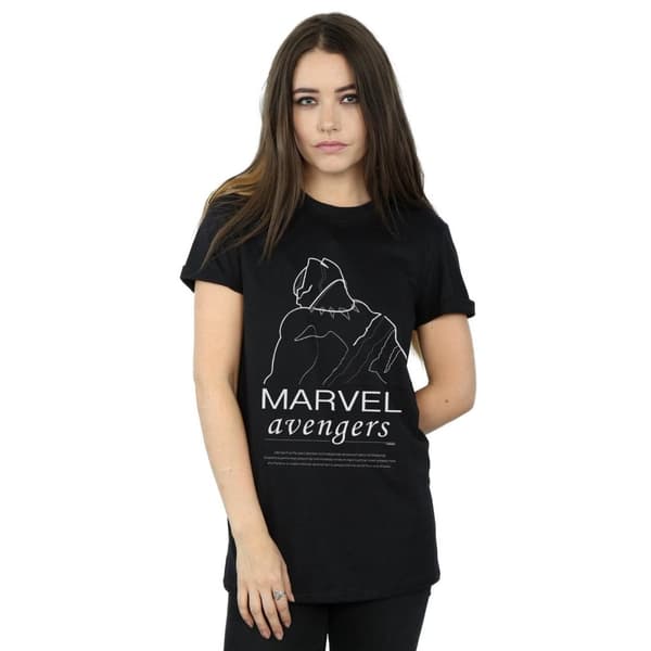 Marvel Womens/Ladies Black Panther Single Line Cotton Boyfriend T-Shirt