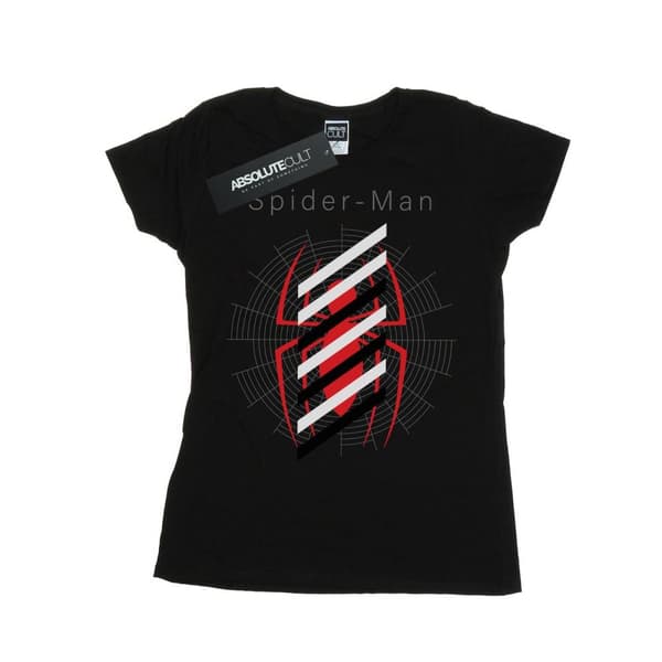 Marvel Womens/Ladies Spider-Man Logo Stripes Cotton T-Shirt