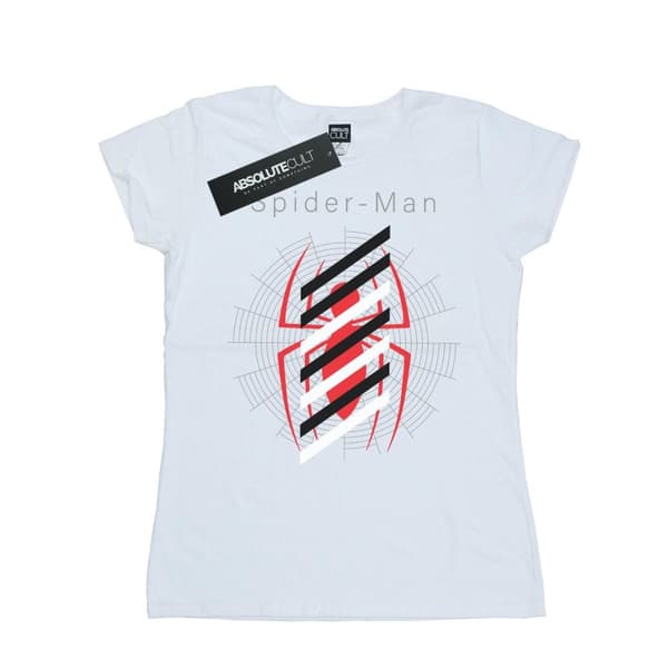 Marvel Dam/Tjej Spider-Man Logo Ränder Bomulls-T-shirt