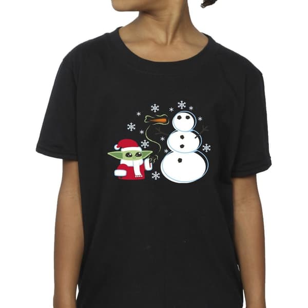 Star Wars Mandalorian Baby Yoda Winter T-shirt i bomull för flickor