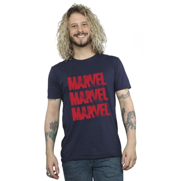 Marvel Mens Red Spray Logos T-Shirt