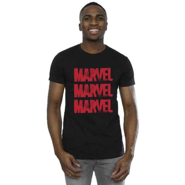 Marvel Mens Red Spray Logos T-Shirt