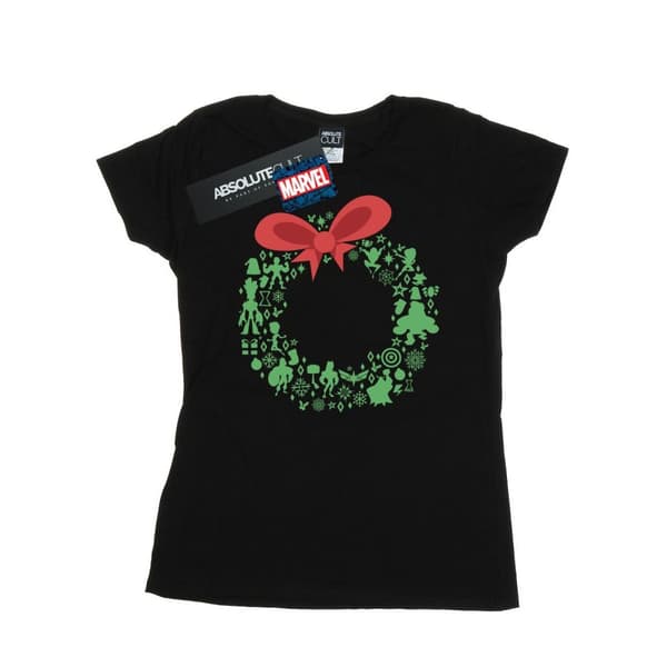 Marvel Womens/Ladies Avengers Christmas Wreath Cotton T-Shirt