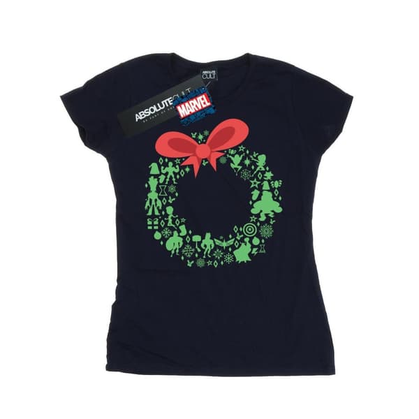 Marvel Womens/Ladies Avengers Christmas Wreath Cotton T-Shirt