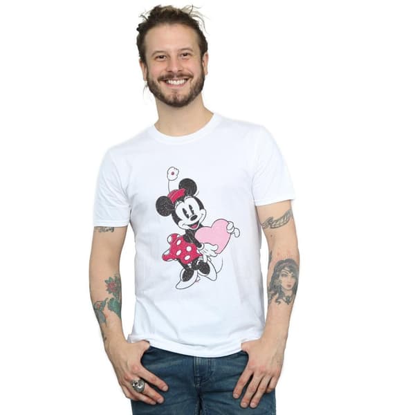 Disney Mens Minnie Mouse Love Heart T-Shirt