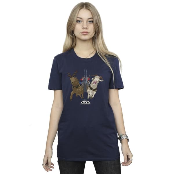 Marvel Womens/Ladies Thor Love And Thunder Viking Ship Cotton Boyfriend T-Shirt