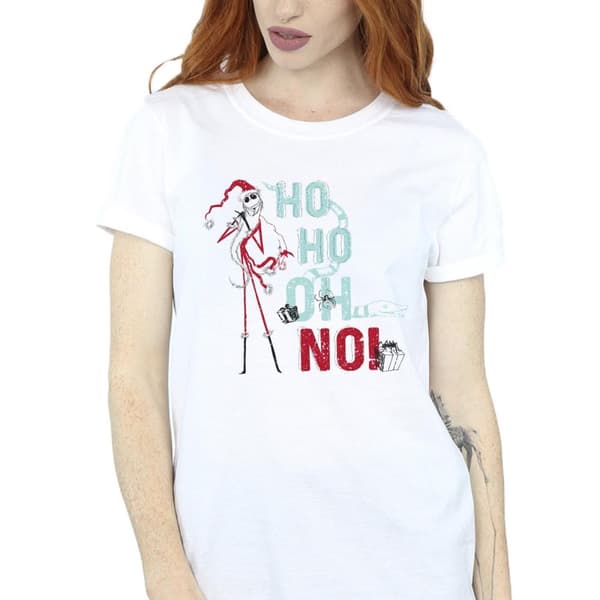 Disney Womens/Ladies The Nightmare Before Christmas Ho Ho No Cotton Boyfriend T-Shirt