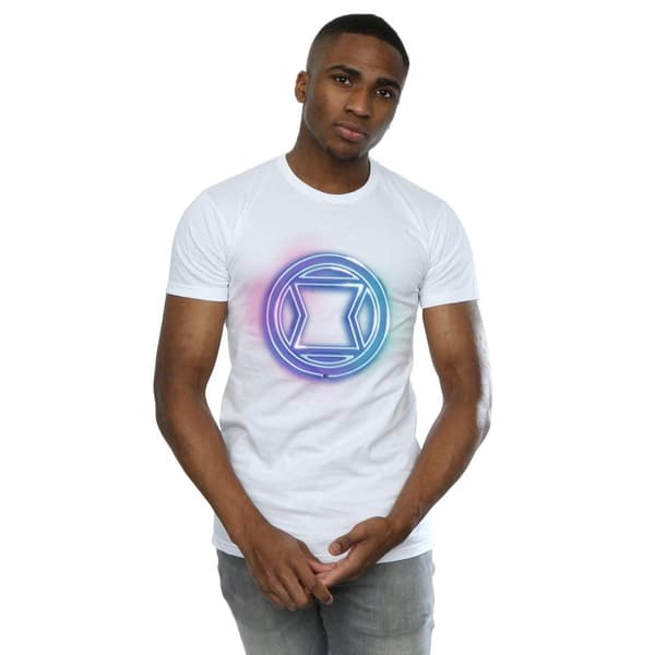 Marvel Mens Black Widow Neon Logo T-Shirt