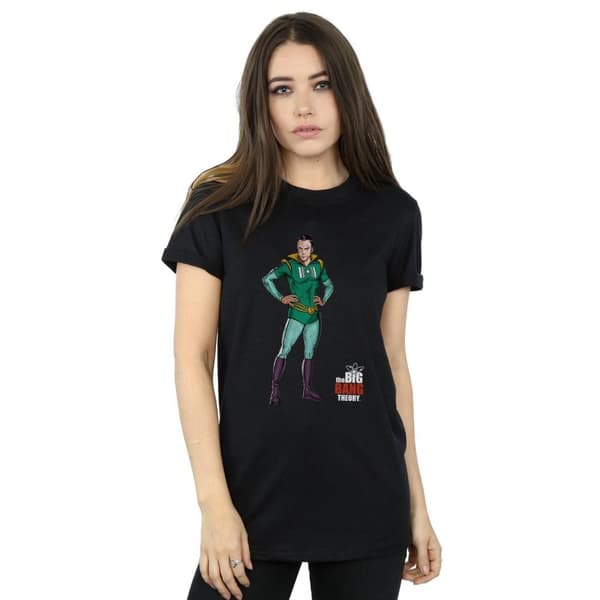 The Big Bang Theory Womens/Ladies Sheldon Superhero Cotton Boyfriend T-Shirt