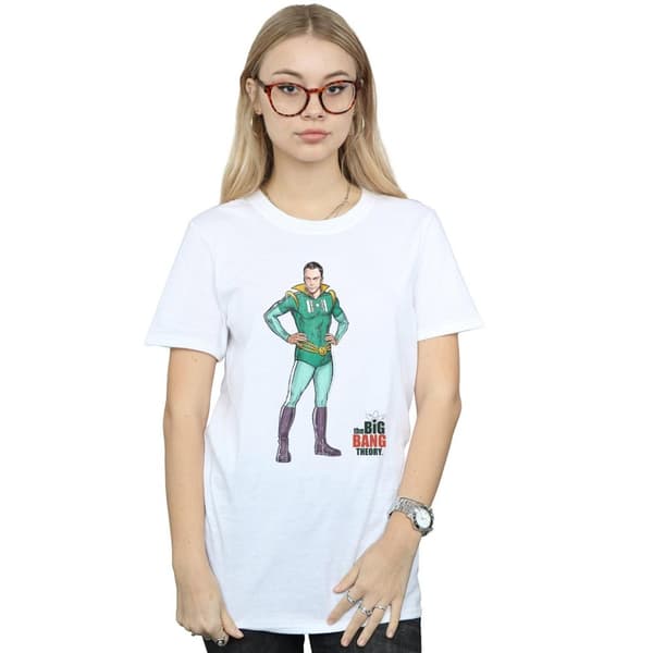 The Big Bang Theory Womens/Ladies Sheldon Superhero Cotton Boyfriend T-Shirt