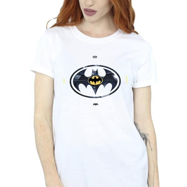 DC Comics Womens/Ladies The Flash Batman Metal Logo Cotton Boyfriend T-Shirt