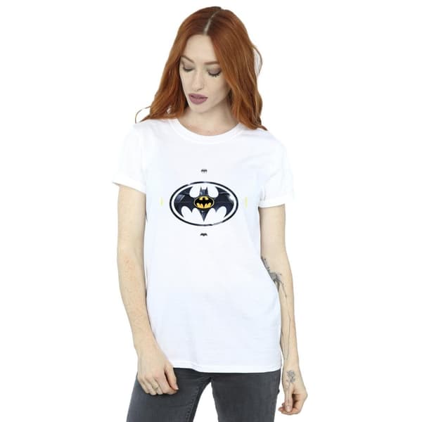 DC Comics Womens/Ladies The Flash Batman Metal Logo Cotton Boyfriend T-Shirt