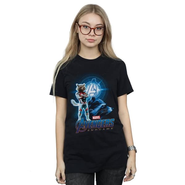 Marvel Dam/Tjej Avengers Endgame Rocket Team Kostym Bomull Boyfriend T-shirt
